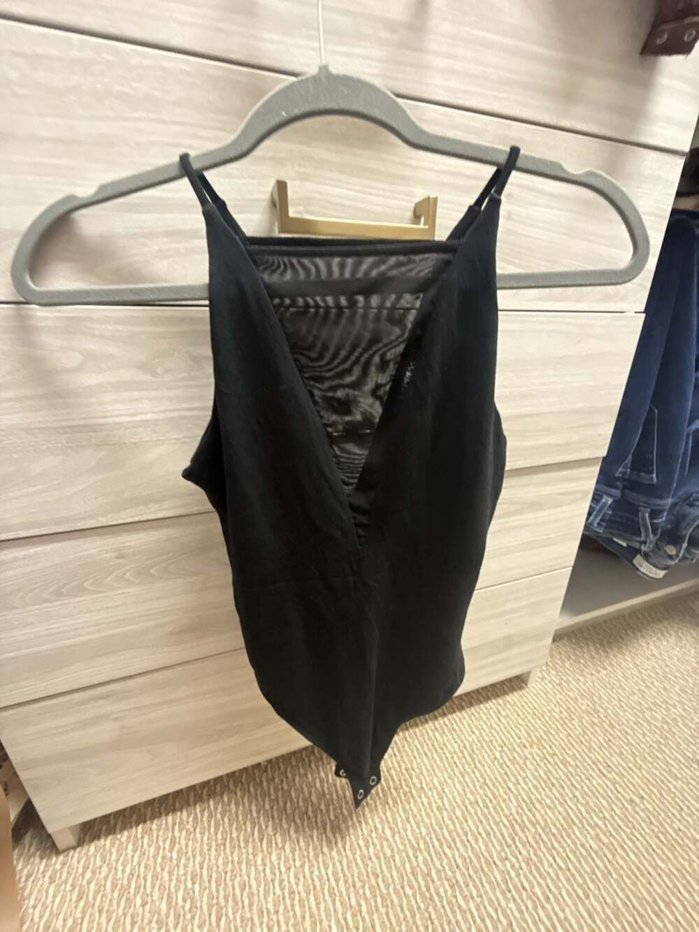 Express Plunge Mesh Bodysuit Size XS Black Sleeveless